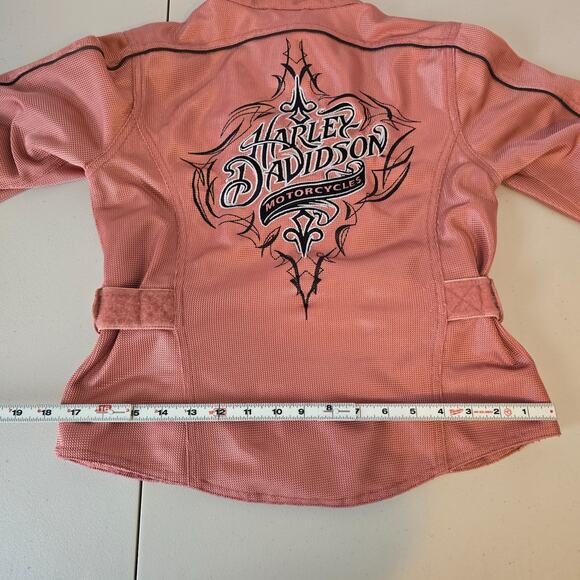 Harley Davidson Mesh Motorcycle Bomber Jacket Women's XS Pink Mesh Logo EUC - Picture 16 of 16